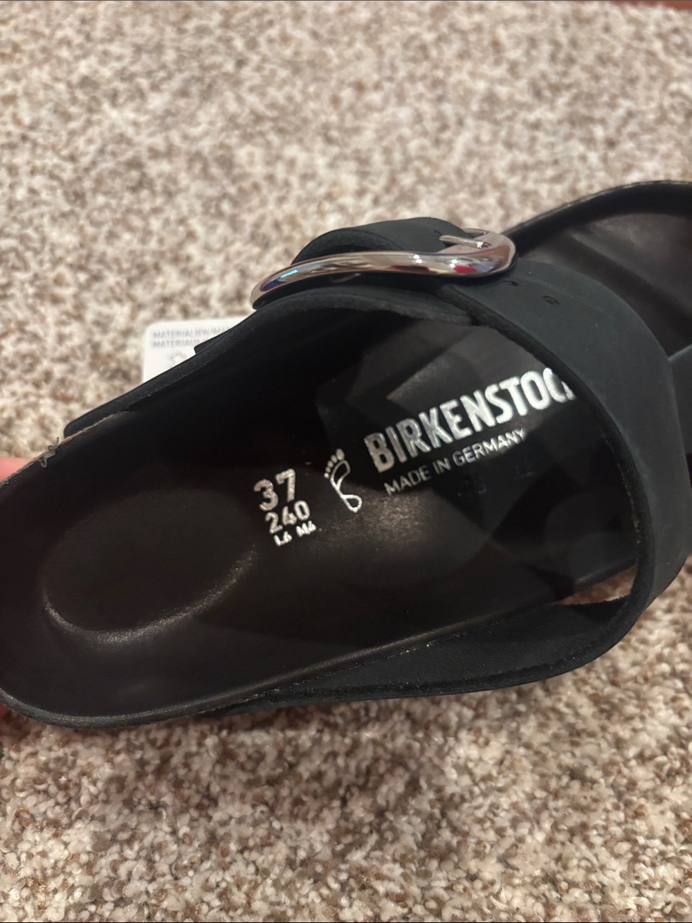 Birkenstock Black Thong Sandals with Silver Buckle - Picture 4 of 4